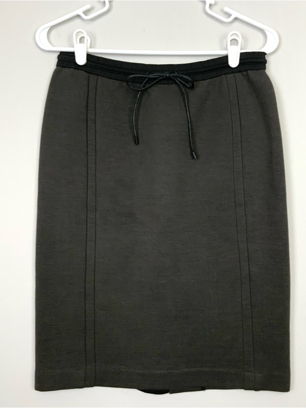 Vince Sz Small Charcoal Gray Drawstring Scuba Knee Length Casual Skirt Capsule